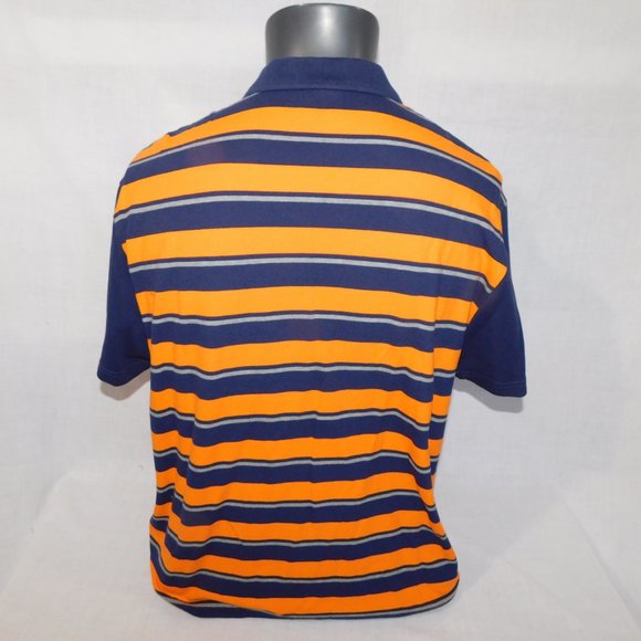 PUMA Mens 2XL Blue Orange Striped Pique Golf Polo Shirt - Picture 8 of 8